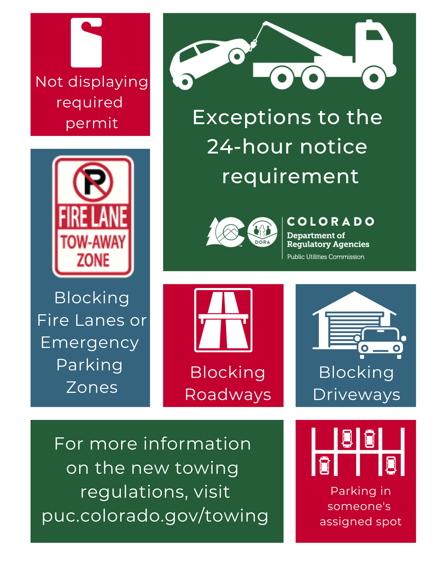 Towing infographic on when 24 hour notice is not required