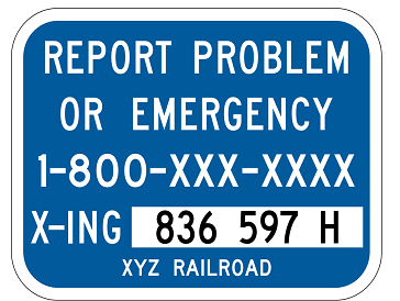 Railroad Emergency Notification Sign