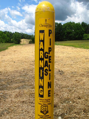 Underground Pipeline Marker Yellow pole black text